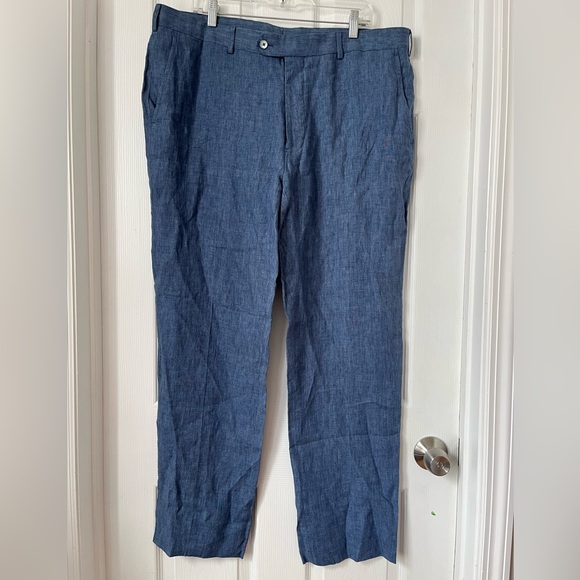 Brooks Brothers Fitzgerald blue 100% Linen men’s dress Pant trousers size w40L32